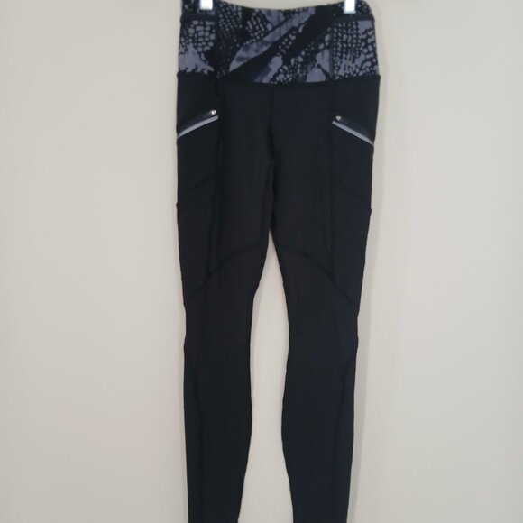 Lululemon Toasty Tech Tight II Black/Static Mist Dark Slate Black Size 2 - Picture 4 of 8